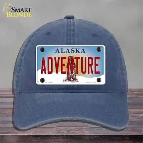 Adventure Alaska State Novelty License Plate Hat Unconstructed Cotton / Navy