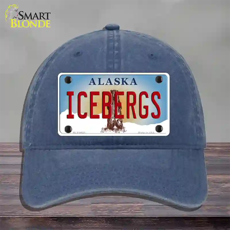 Icebergs Alaska State Novelty License Plate Hat Unconstructed Cotton / Navy