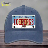 Icebergs Alaska State Novelty License Plate Hat Unconstructed Cotton / Navy