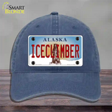 Ice Climber Alaska State Novelty License Plate Hat Unconstructed Cotton / Navy