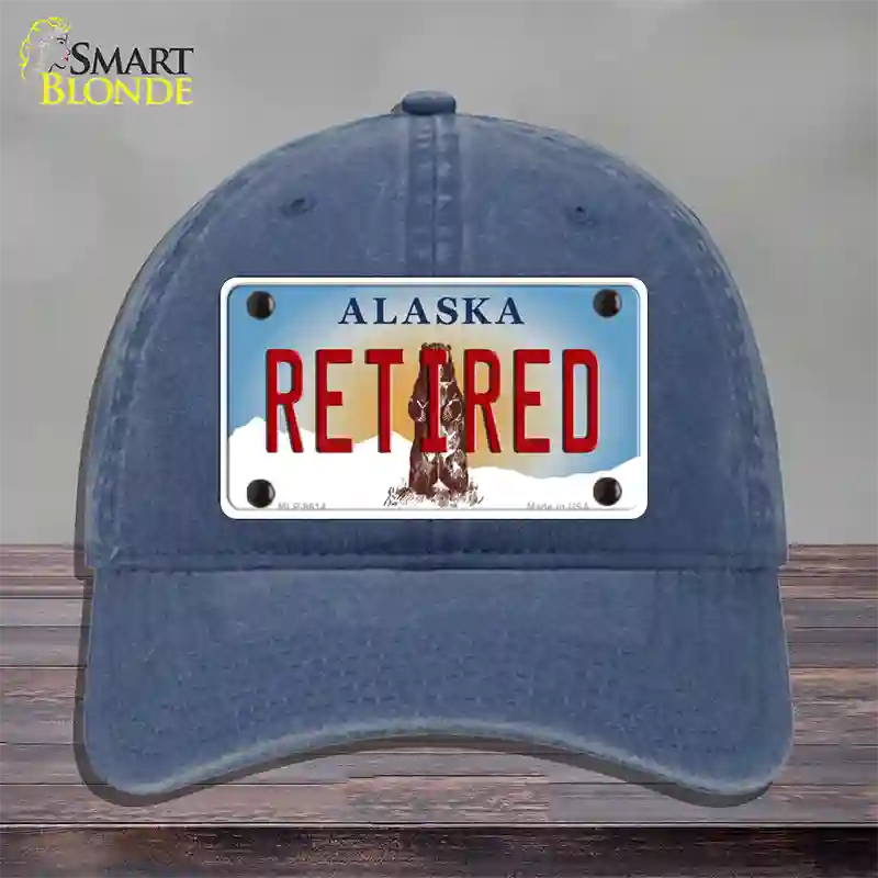 Retired Alaska State Novelty License Plate Hat Unconstructed Cotton / Navy