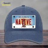 Native Alaska State Novelty License Plate Hat Unconstructed Cotton / Navy