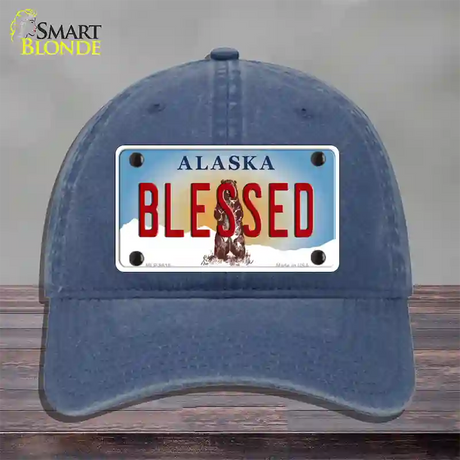 Blessed Alaska State Novelty License Plate Hat Unconstructed Cotton / Navy