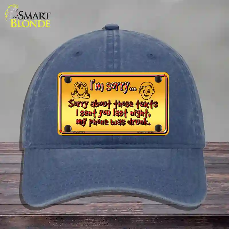 Phone Was Drunk Novelty License Plate Hat Unconstructed Cotton / Navy