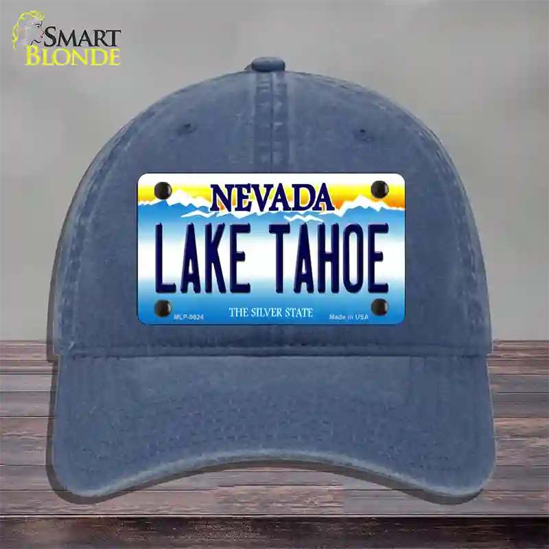 Lake Tahoe Nevada Novelty License Plate Hat Unconstructed Cotton / Navy