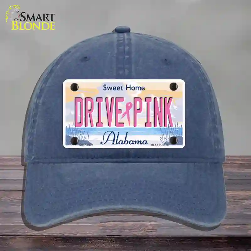 Drive Pink Alabama Novelty License Plate Hat Unconstructed Cotton / Navy