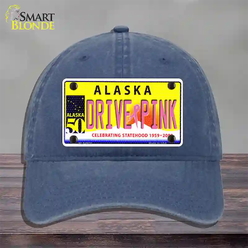 Drive Pink Alaska Novelty License Plate Hat Unconstructed Cotton / Navy