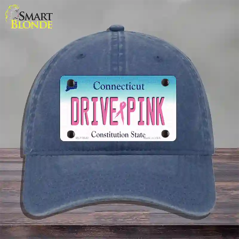 Drive Pink Connecticut Novelty License Plate Hat Unconstructed Cotton / Navy