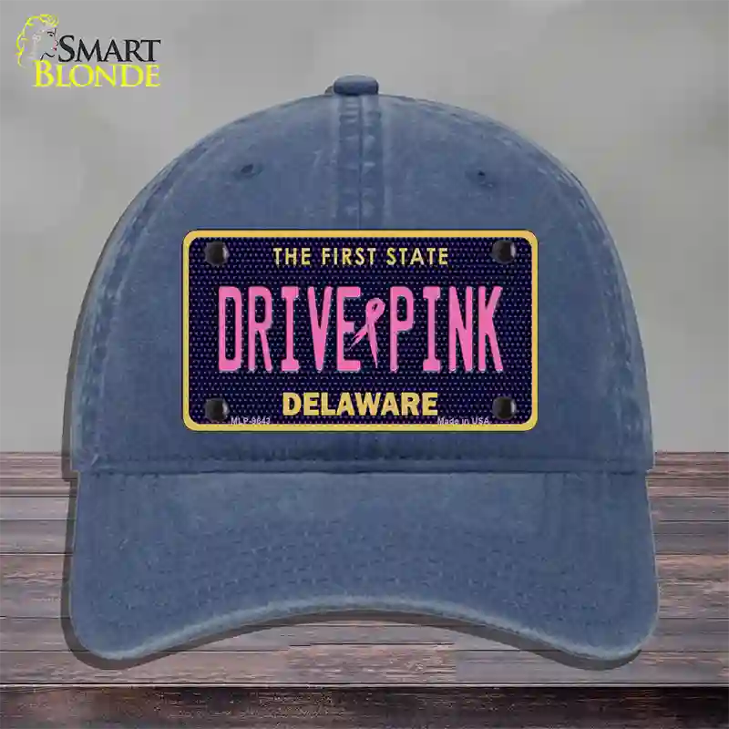 Drive Pink Delaware Novelty License Plate Hat Unconstructed Cotton / Navy