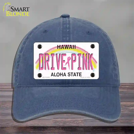 Drive Pink Hawaii Novelty License Plate Hat Unconstructed Cotton / Navy