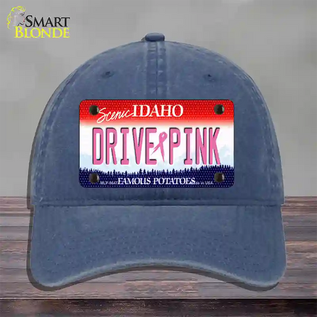 Drive Pink Idaho Novelty License Plate Hat Unconstructed Cotton / Navy