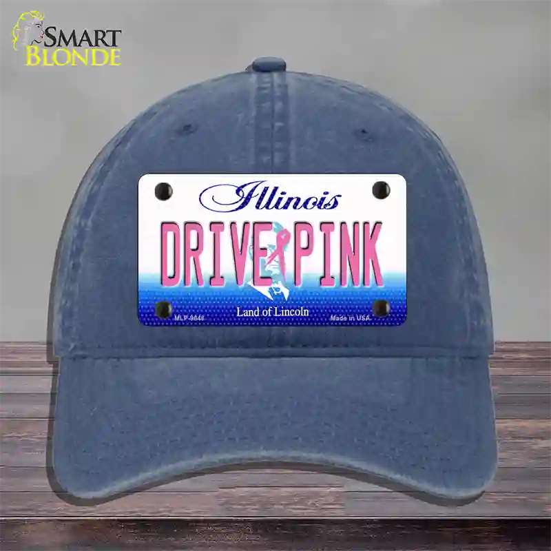 Drive Pink Illinois Novelty License Plate Hat Unconstructed Cotton / Navy