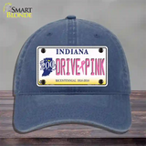 Drive Pink Indiana Novelty License Plate Hat Unconstructed Cotton / Navy