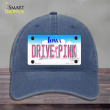 Drive Pink Iowa Novelty License Plate Hat Unconstructed Cotton / Navy