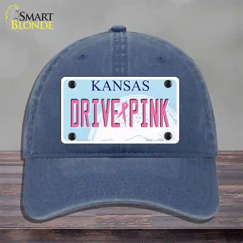 Drive Pink Kansas Novelty License Plate Hat Unconstructed Cotton / Navy