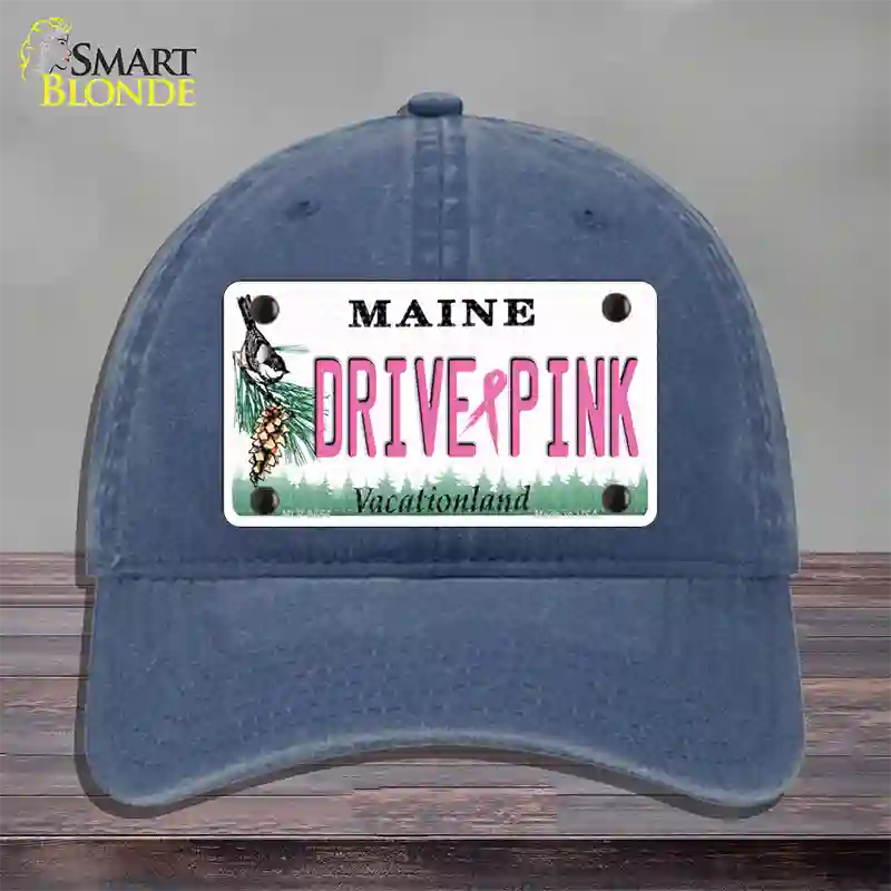 Drive Pink Maine Novelty License Plate Hat Unconstructed Cotton / Navy