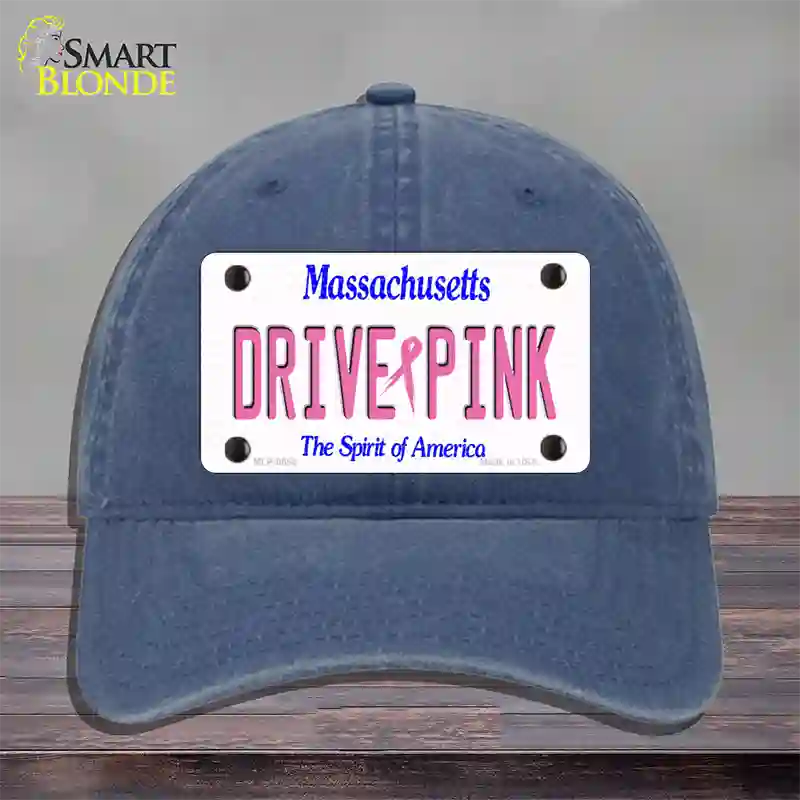 Drive Pink Massachusetts Novelty License Plate Hat Unconstructed Cotton / Navy