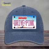 Drive Pink Nebraska Novelty License Plate Hat Unconstructed Cotton / Navy