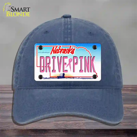 Drive Pink Nebraska Novelty License Plate Hat Unconstructed Cotton / Navy