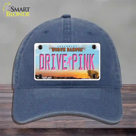 Drive Pink North Dakota Novelty License Plate Hat Unconstructed Cotton / Navy