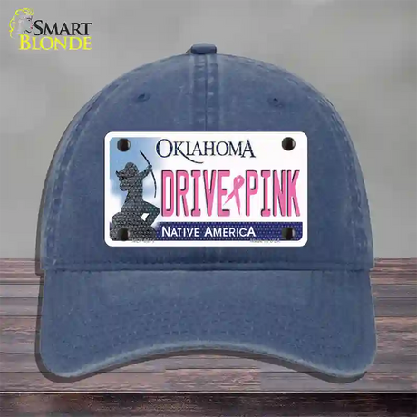 Drive Pink Oklahoma Novelty License Plate Hat Unconstructed Cotton / Navy