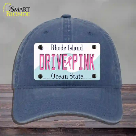 Drive Pink Rhode Island Novelty License Plate Hat Unconstructed Cotton / Navy