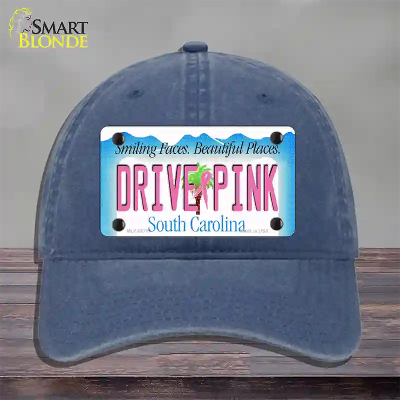 Drive Pink South Carolina Novelty License Plate Hat Unconstructed Cotton / Navy