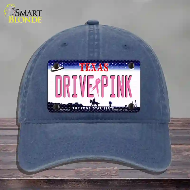 Drive Pink Texas Novelty License Plate Hat Unconstructed Cotton / Navy