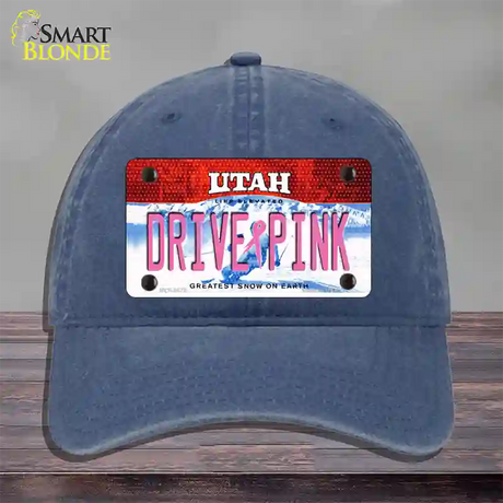 Drive Pink Utah Novelty License Plate Hat Unconstructed Cotton / Navy