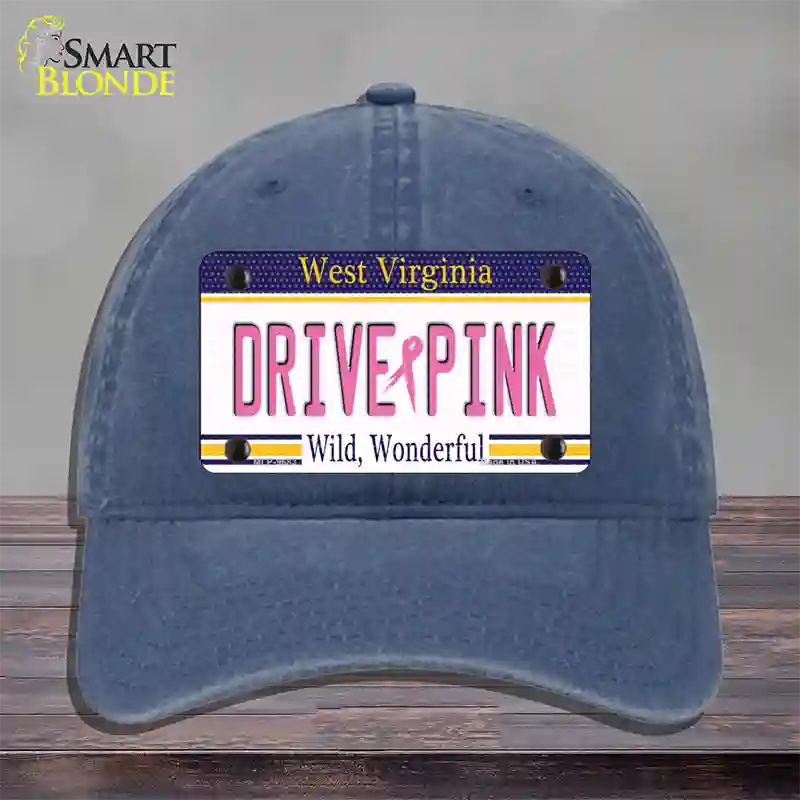 Drive Pink West Virginia Novelty License Plate Hat Unconstructed Cotton / Navy