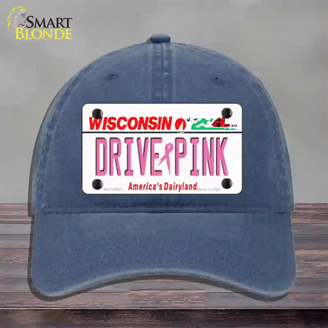 Drive Pink Wisconsin Novelty License Plate Hat Unconstructed Cotton / Navy