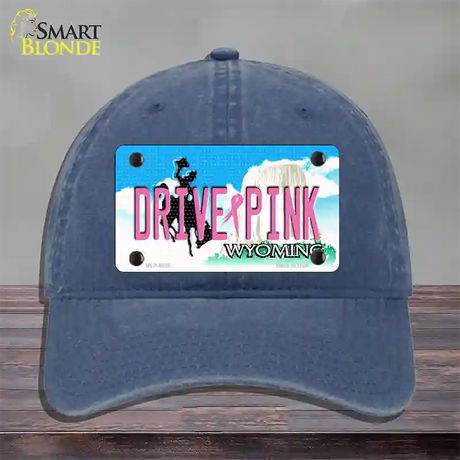 Drive Pink Wyoming Novelty License Plate Hat Unconstructed Cotton / Navy