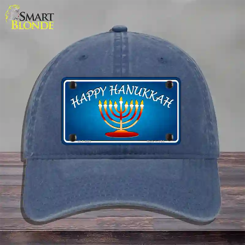 Hanukkah Novelty License Plate Hat Unconstructed Cotton / Navy