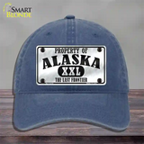 Property Of Alaska Novelty License Plate Hat Unconstructed Cotton / Navy