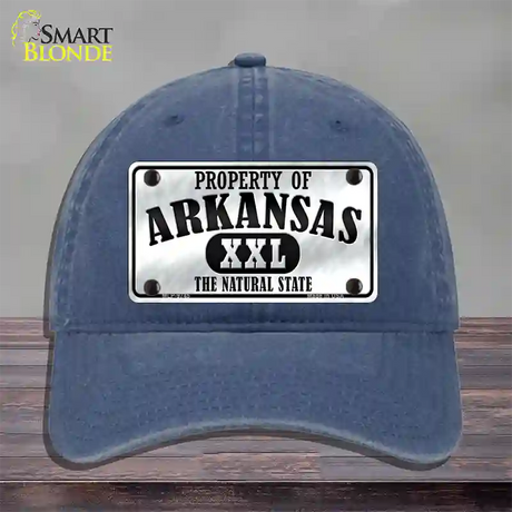 Property Of Arkansas Novelty License Plate Hat Unconstructed Cotton / Navy