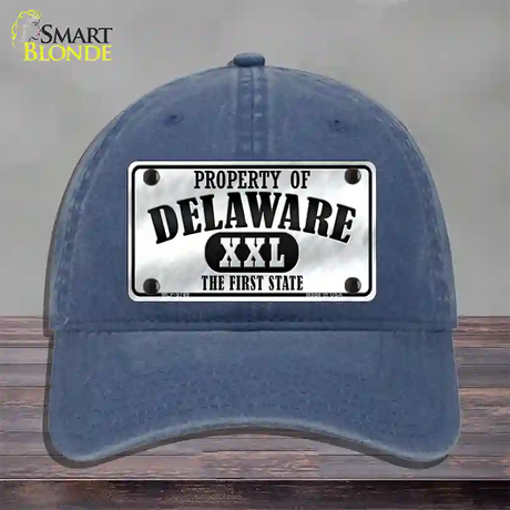 Property Of Delaware Novelty License Plate Hat Unconstructed Cotton / Navy