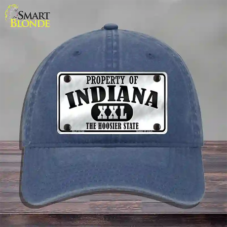 Property Of Indiana Novelty License Plate Hat Unconstructed Cotton / Navy