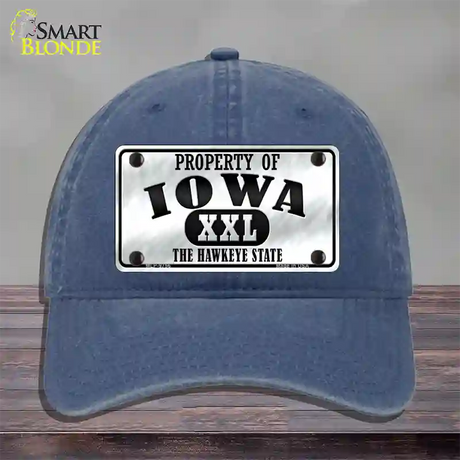 Property Of Iowa Novelty License Plate Hat Unconstructed Cotton / Navy