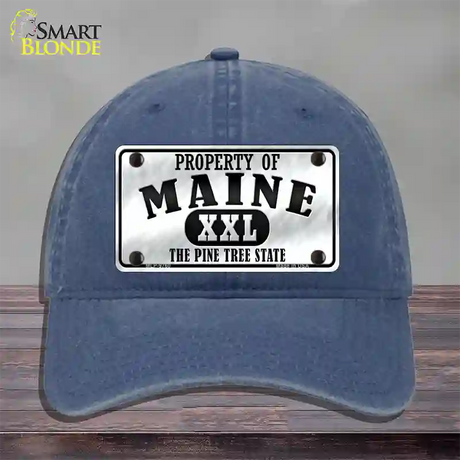 Property Of Maine Novelty License Plate Hat Unconstructed Cotton / Navy