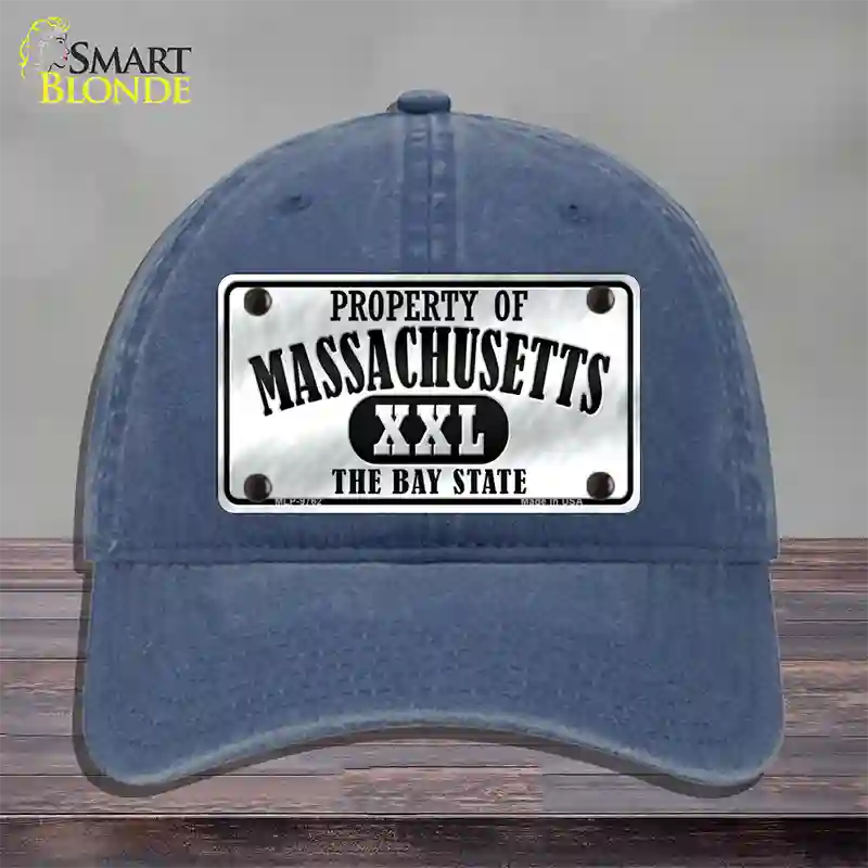 Property Of Massachusetts Novelty License Plate Hat Unconstructed Cotton / Navy