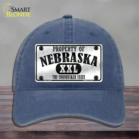 Property Of Nebraska Novelty License Plate Hat Unconstructed Cotton / Navy