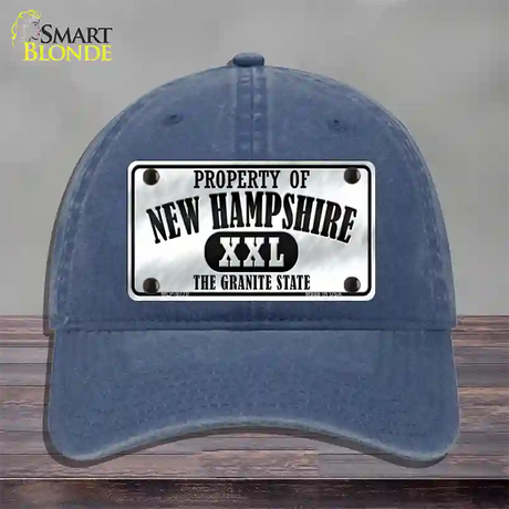 Property Of New Hampshire Novelty License Plate Hat Unconstructed Cotton / Navy