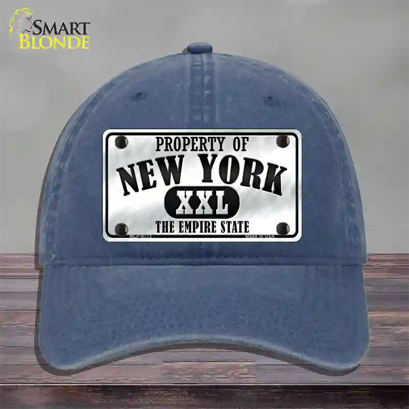 Property Of New York Novelty License Plate Hat Unconstructed Cotton / Navy