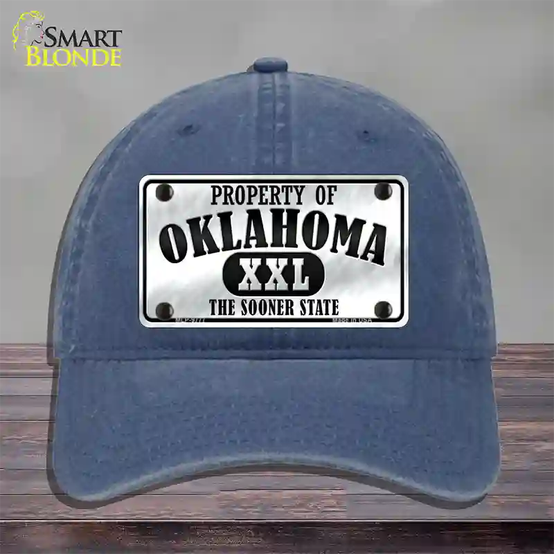 Property Of Oklahoma Novelty License Plate Hat Unconstructed Cotton / Navy