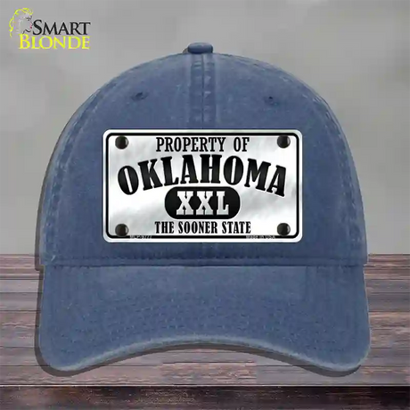 Property Of Oklahoma Novelty License Plate Hat Unconstructed Cotton / Navy