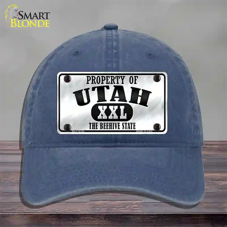 Property Of Utah Novelty License Plate Hat Unconstructed Cotton / Navy