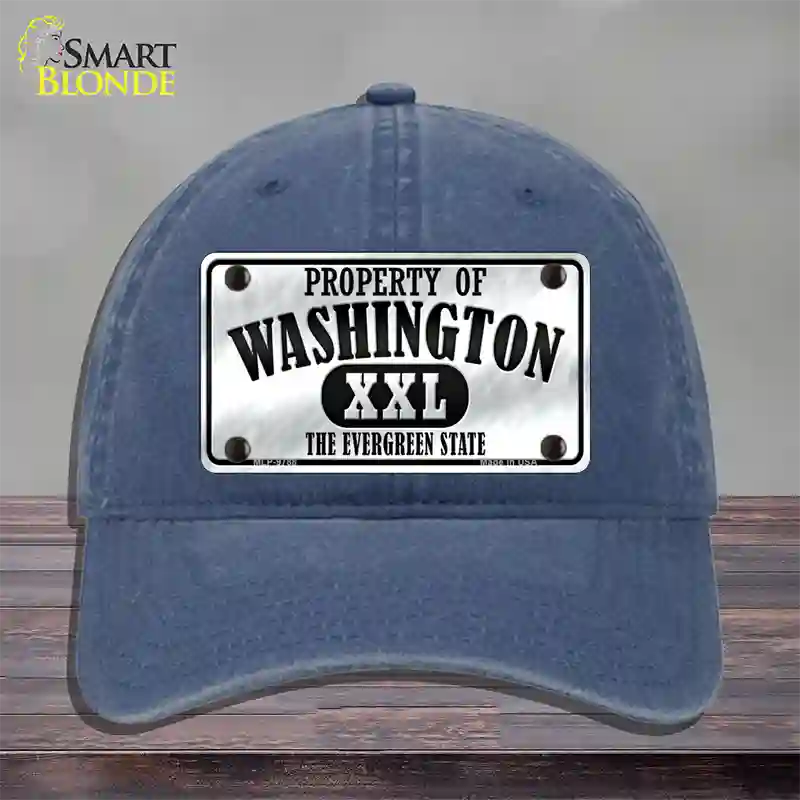 Property Of Washington Novelty License Plate Hat Unconstructed Cotton / Navy