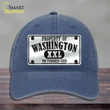 Property Of Washington Novelty License Plate Hat Unconstructed Cotton / Navy