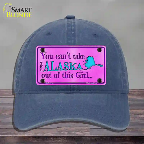 Alaska Girl Novelty License Plate Hat Unconstructed Cotton / Navy