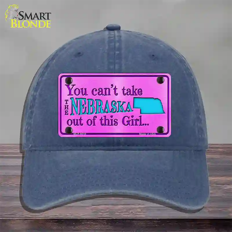 Nebraska Girl Pink Novelty License Plate Hat Unconstructed Cotton / Navy